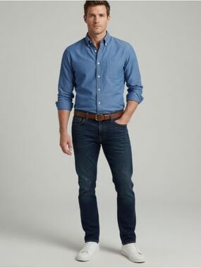 J. Crew Classic Button Down Dress Shirt Chambray Blue Size XL